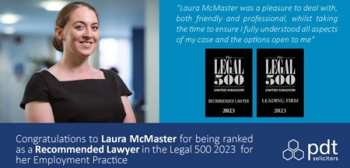 Laura McMaster ranked as a recommended lawyer for employment by the Legal 500 2023